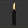 Tactical Ammunition Bullet With Golden Tip Black Body And Yellow Accents Design
