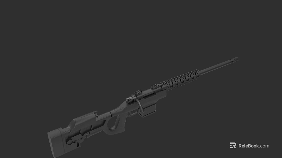 Tactical Sniper Rifle With Long Barrel Scope And Detailed 3D Model Design 3d model 