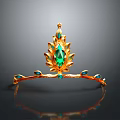 Elegant Golden Crown With Green Gemstones And Leaf Design Lifestyle Accessory