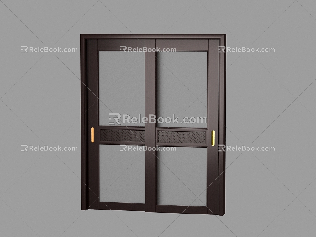 Light Luxury Solid Wooden Door 3d model