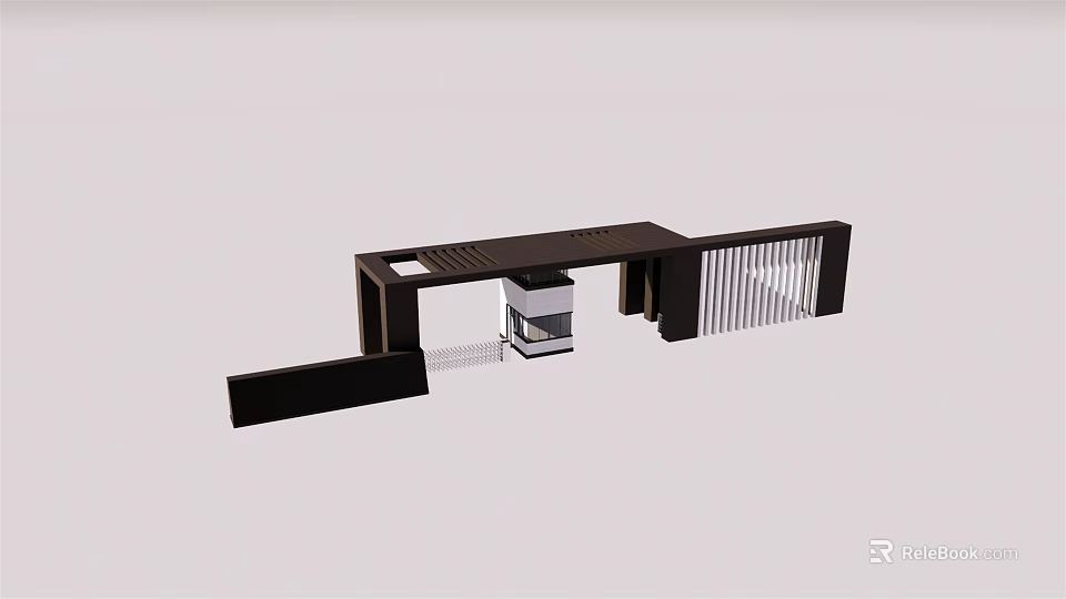 Modern Entrance Gate Design With Geometric Structure And Metal Frame Details 3d model 