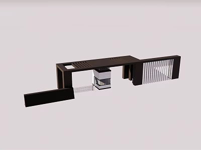 Modern Entrance Gate Design With Geometric Structure And Metal Frame Details 3d model