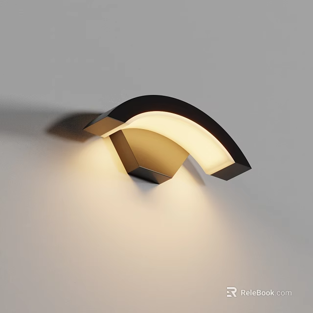 Modern Outdoor Wall Light With Curved Design And Warm Illumination Mounted On Wall 3d model 