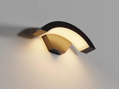 Modern Outdoor Wall Light With Curved Design And Warm Illumination Mounted On Wall 3d model