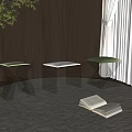 Modern Transparent Frame Stools With Different Colored Cushions In Cozy Indoor Space 3d model