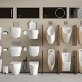 Various Modern Urinal Designs Featuring Wall Mounted Styles And Bathroom Fixtures 3d model