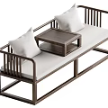 Minimalist Wooden Daybed With White Cushions Pillows And Small Table