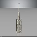 White Tower Technical Equipment With Antenna Top And Support Frame Structure 3d model