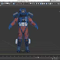 Game Movie Character in Orange Black Sci Fi Suit with Backpack Shoulder and Knee Guards