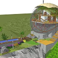 Modern Spherical Detached Villa with Swimming Pool and Lush Greenery on Hillside