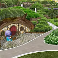 Hobbit Style Residential House With Round Blue Door And Circular Windows In Lush Green Forest