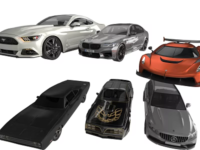 Various Stylish Car Models Including Sports Cars Sedans And Classic Designs In Different Colors 3d model