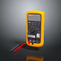 Yellow Digital Multimeter for Computer Electronic Testing with Test Leads and Measuring Functions 3d model