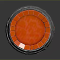 Red Wooden Barrel With Silver Metal Hoops And Sturdy Construction Details