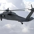 Military Helicopter Flying In Sky With Clouds 3d model