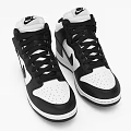 High Top Black And White Shoes With Nike Logo And Leather Upper Design