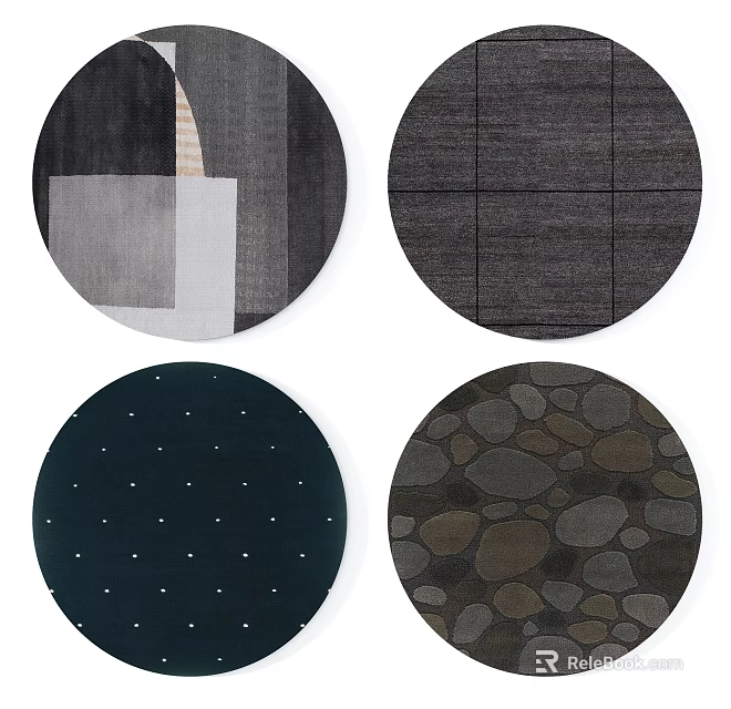 Round Area Rugs Featuring Geometric Patterns Textured Designs And Modern Styles 3d model