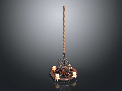 Ornate Decorative Candelabra With Metal Stand Multiple Lit Candles On Circular Base 3d model