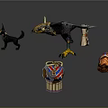 Game Movie Character Eagle With Spread Wings Jackal Companion Golden Ornaments Blue Red Accents