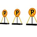 Public Facility Three No Parking Signs With Yellow Circular Black P Design