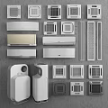 Different Types of Air Conditioner Fans Including Wall Mounted and Floor Standing Styles