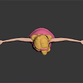 3D Female Character in Pink Dress with Headband and Outstretched Arms