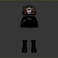 Red Skull Print Top With Black Pleated Skirt And Gothic Style Boots