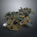 Green Armored Sci Fi Military Vehicle With Multiple Thrusters And Detailed Structure 3d model