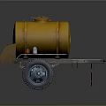 Yellow Tanker Cart With Large Barrel Lid Wheels And Small Containers
