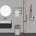 Modern Bathroom Interior With Round Illuminated Mirror Wall Mounted Sink Smart Toilet And Glass Shower