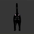 3D Model Black Cat With Pink Ears Green Eyes Walking On Gray Background