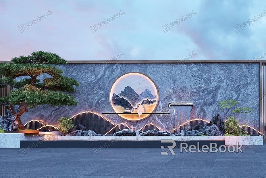 New Chinese Style View Wall Courtyard View Wall Landscape Water View Wall model