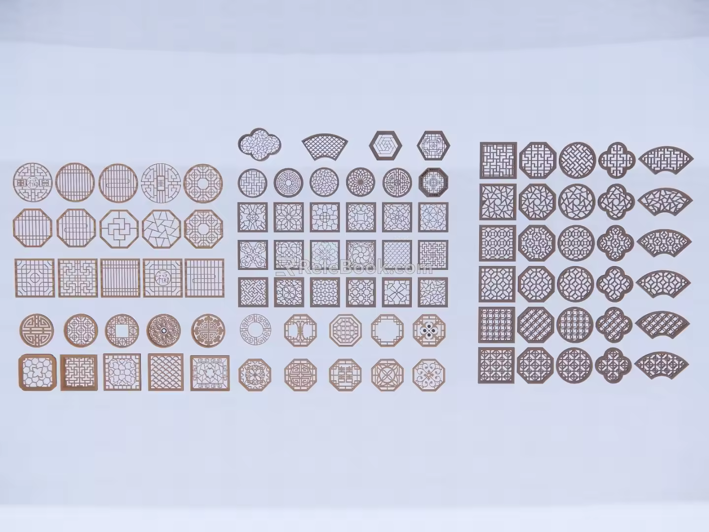 Chinese architectural component hardware window openwork window 3d model