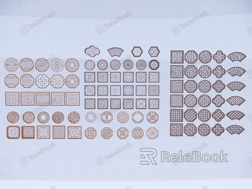 Chinese architectural component hardware window openwork window model