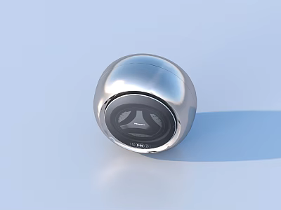 Silver Spherical Bluetooth Speaker With Sleek Metal Surface And Modern Design 3d model
