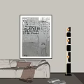 Modern Living Room With White Sofa Black And White Decorative Artwork And Floor Lamp
