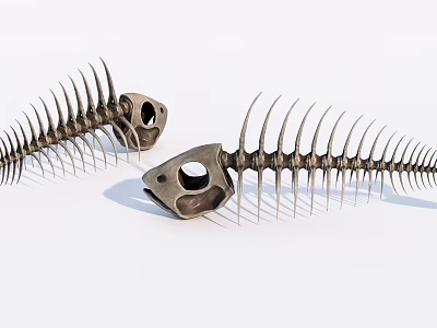 Artistic Fish Skeleton Decorative Ornament Set With Unique Design For Home Decor 3d model