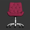 Pink Padded Office Chair with Wheels for Comfortable Modern Workspace 3d model