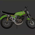 Green Vintage Motorcycle With Black Seat Silver Exhaust And Striped Body Design
