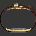 Elegant Wristwatch With Red Leather Strap And Gold Case Decorative Dial Design