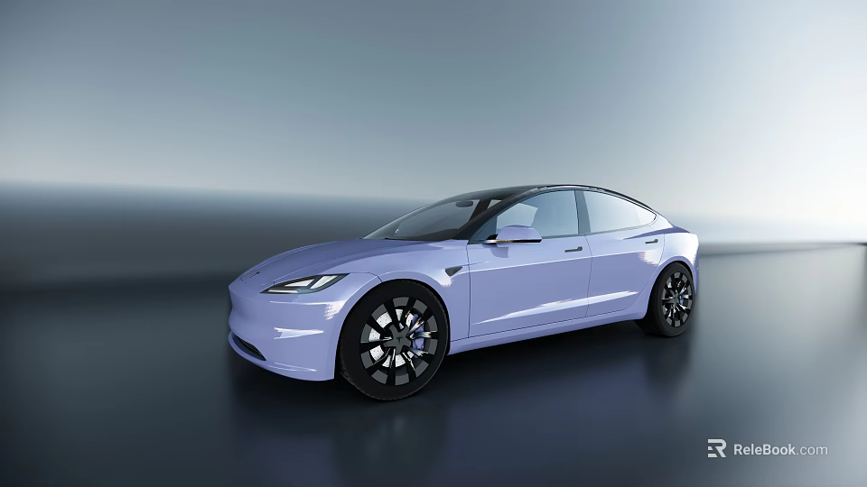 Light Purple Modern Electric Sedan With Sleek Design And Black Wheels 3d model 