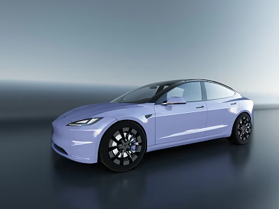 Light Purple Modern Electric Sedan With Sleek Design And Black Wheels 3d model