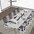 Modern conference table and chair combination 3d model
