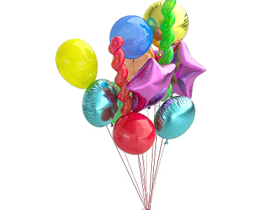 Colorful Inflatable Balloons With Star Round And Twisted Shapes For Party Decorations 3d model