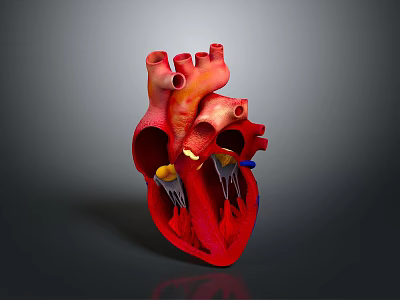 3D Rendered Human Heart Displaying Detailed Anatomical Structures For Medical Education 3d model