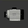 Industrial Electric Motor With White Housing Black End Cap Cooling Fins And Metal Base