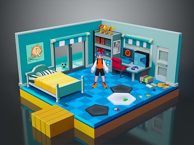 Cartoon Bedroom Cartoon Room Game Bedroom Children Bedroom Creative Bedroom Animation Bedroom 3d model