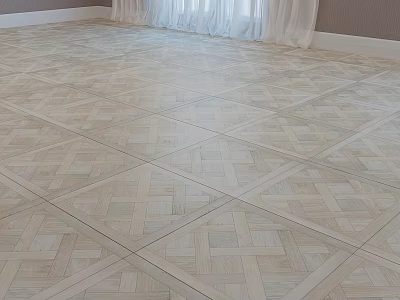 Light Natural Wood Parquet Flooring In Modern Interior With Smooth Polished Surface And Soft Light 3d model
