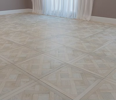 Light Natural Wood Parquet Flooring In Modern Interior With Smooth Polished Surface And Soft Light 3d model