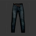 Dark Green Straight Leg Jeans With Leather Belt And Classic Design